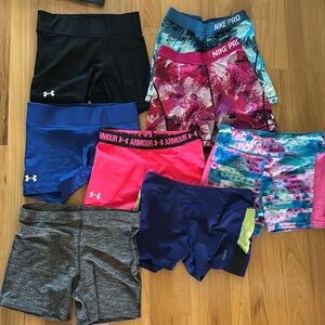 Lot of compression shorts Girls YXL